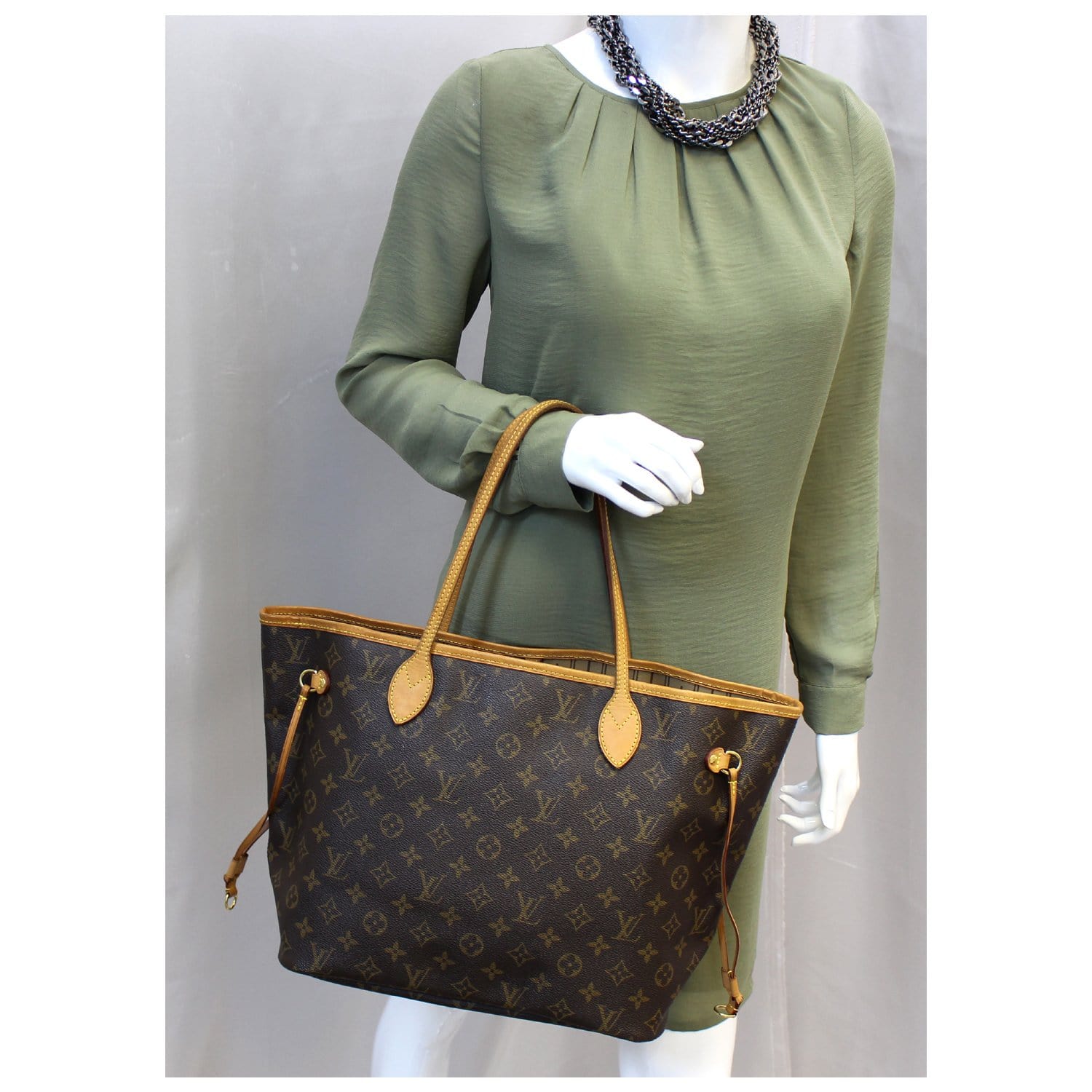 LOUIS VUITTON Monogram Canvas Neverfull MM Brown Tote Bag-US