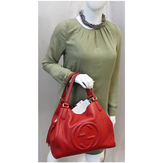 Gucci Red Leather Soho Working Tote Large QFB1F81LR5001