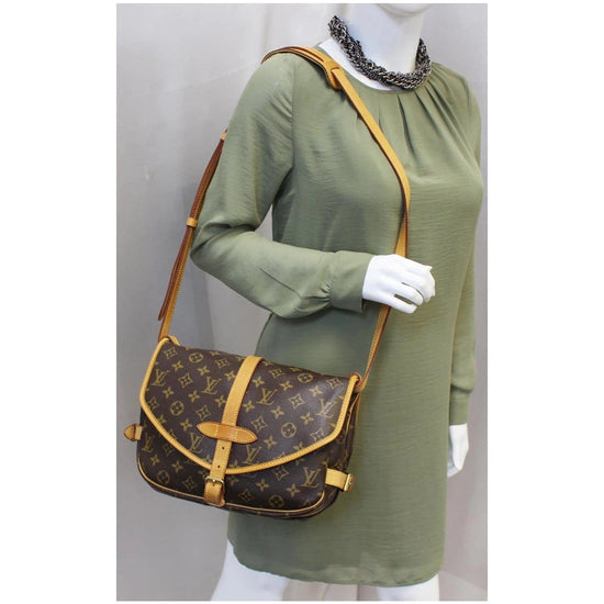 LOUIS VUITTON Saumur 30 Monogram Canvas Crossbody Bag Brown