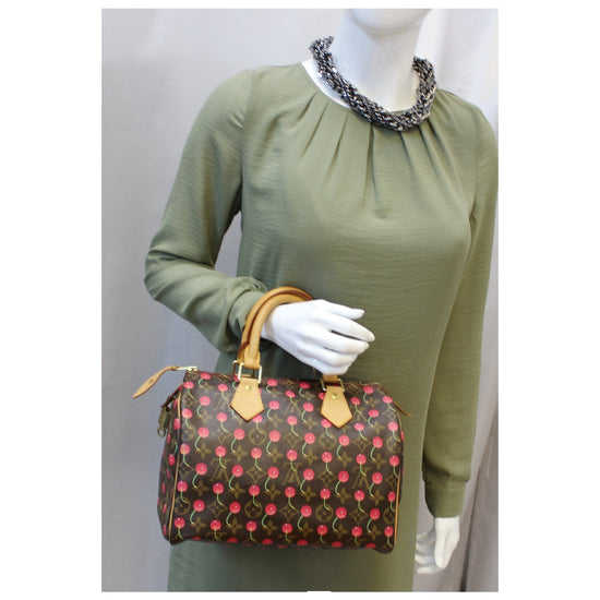 Louis+Vuitton+Speedy+Satchel+25+Brown+Canvas+Monogram+Cerises for sale  online