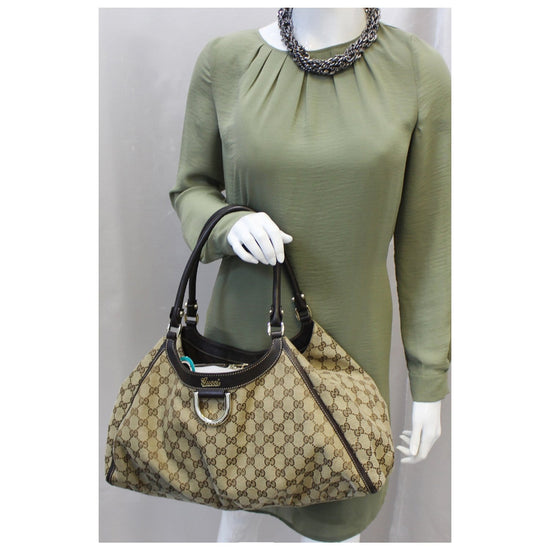 GUCCI Abbey D Ring GG Canvas Large Hobo Bag Brown 189835 - Final Sale