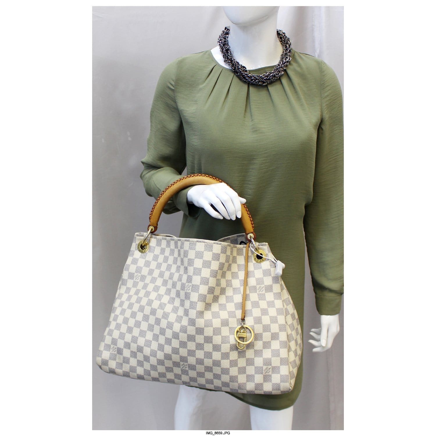 LOUIS VUITTON Artsy MM Damier Azur Shoulder Bag White-US