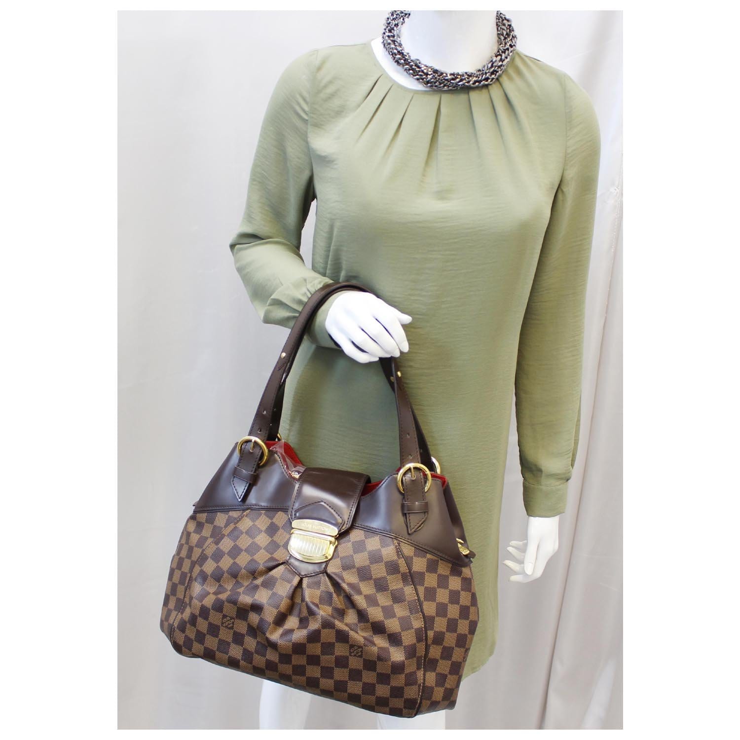 LOUIS VUITTON Sistina GM Damier Ebene Shoulder Handbag-US