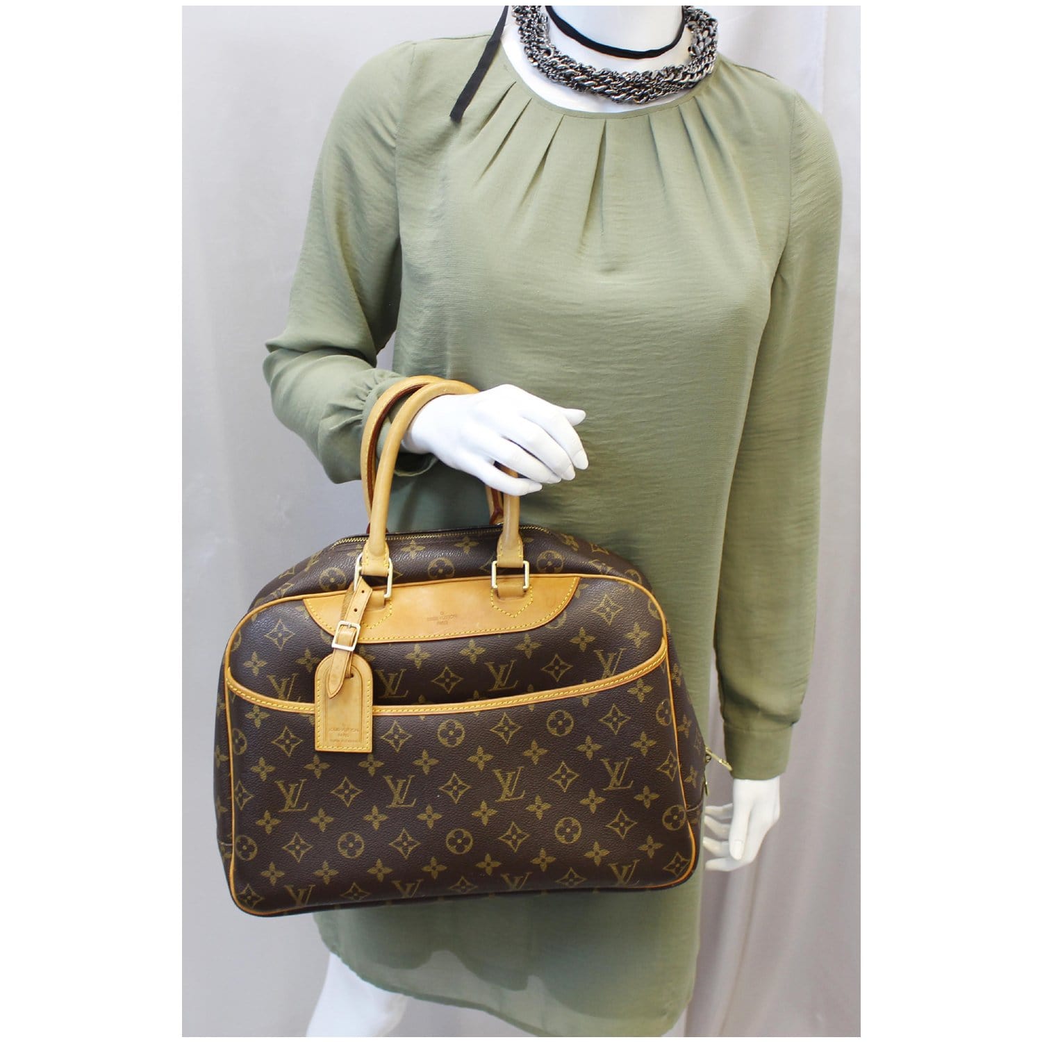 LOUIS VUITTON Deauville Monogram Canvas Boston Satchel Bag Brown-US