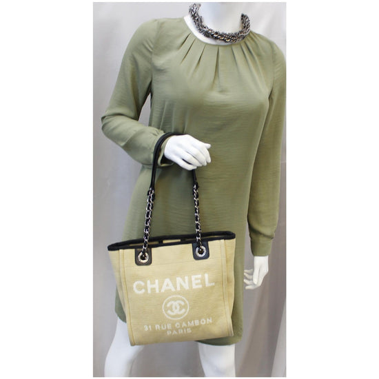 Deauville Chanel small tote bag new size small new Black Cotton