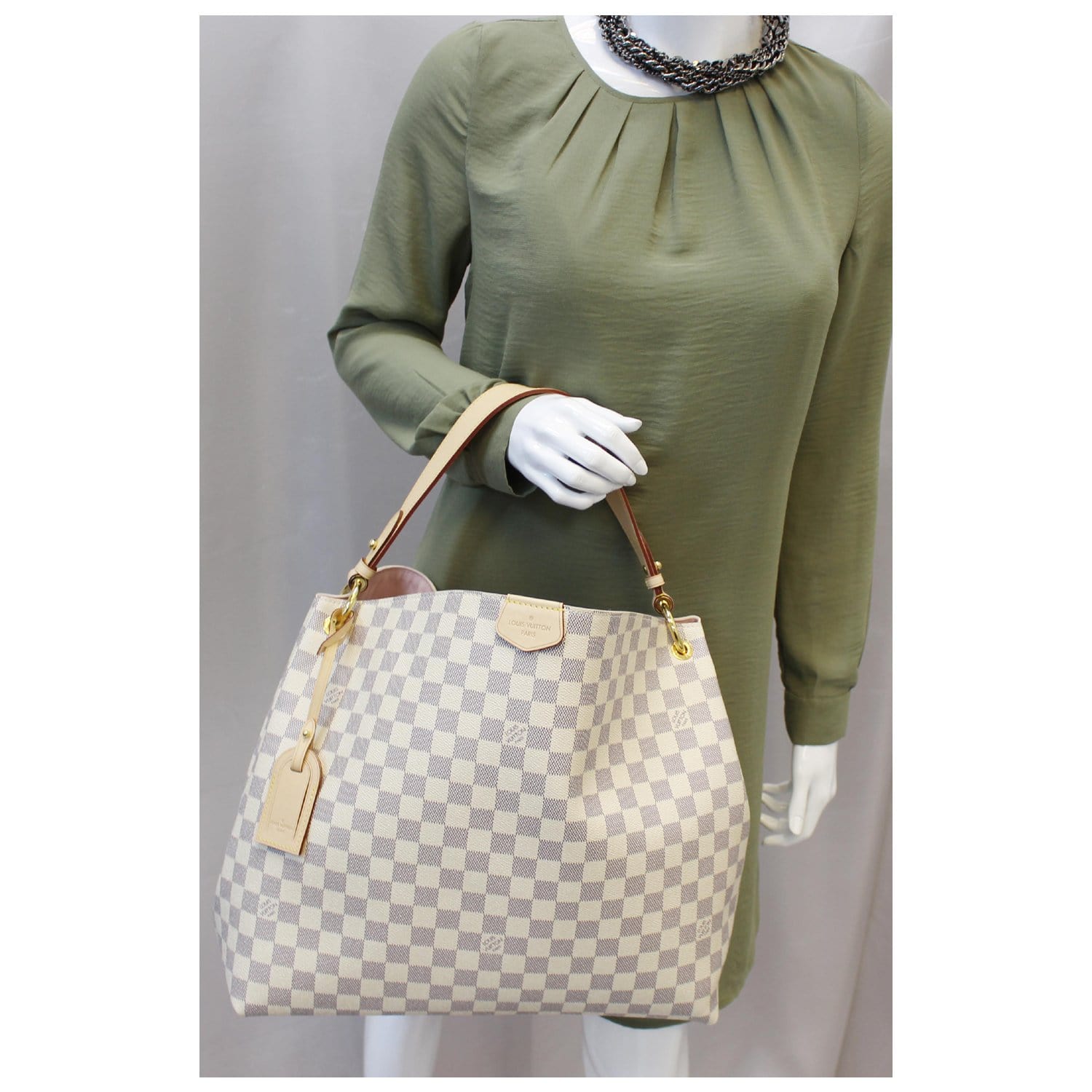 Louis Vuitton Graceful Mm Damier Azur Shoulder Bag Us