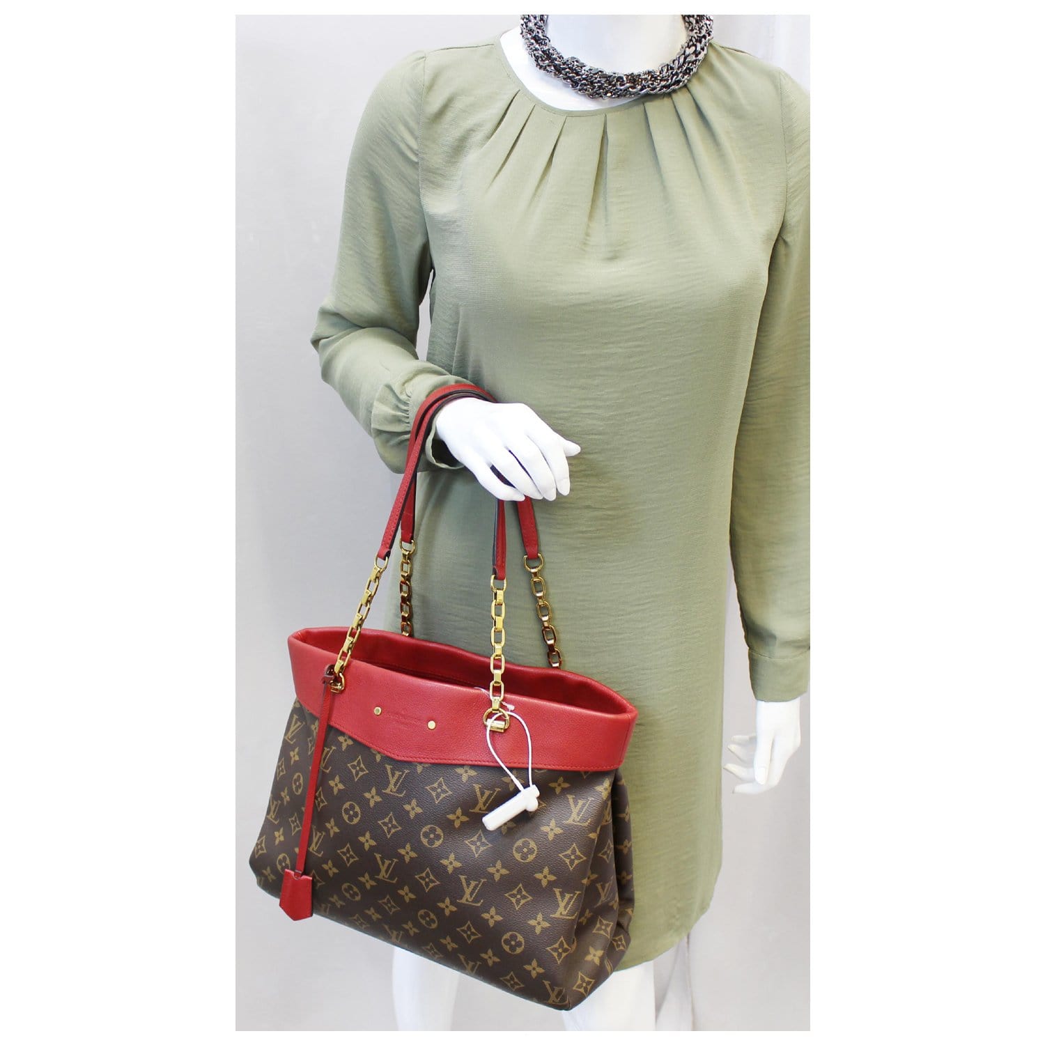 LOUIS VUITTON Pallas Chain Shopper Bag Monogram Canvas Cherry-US