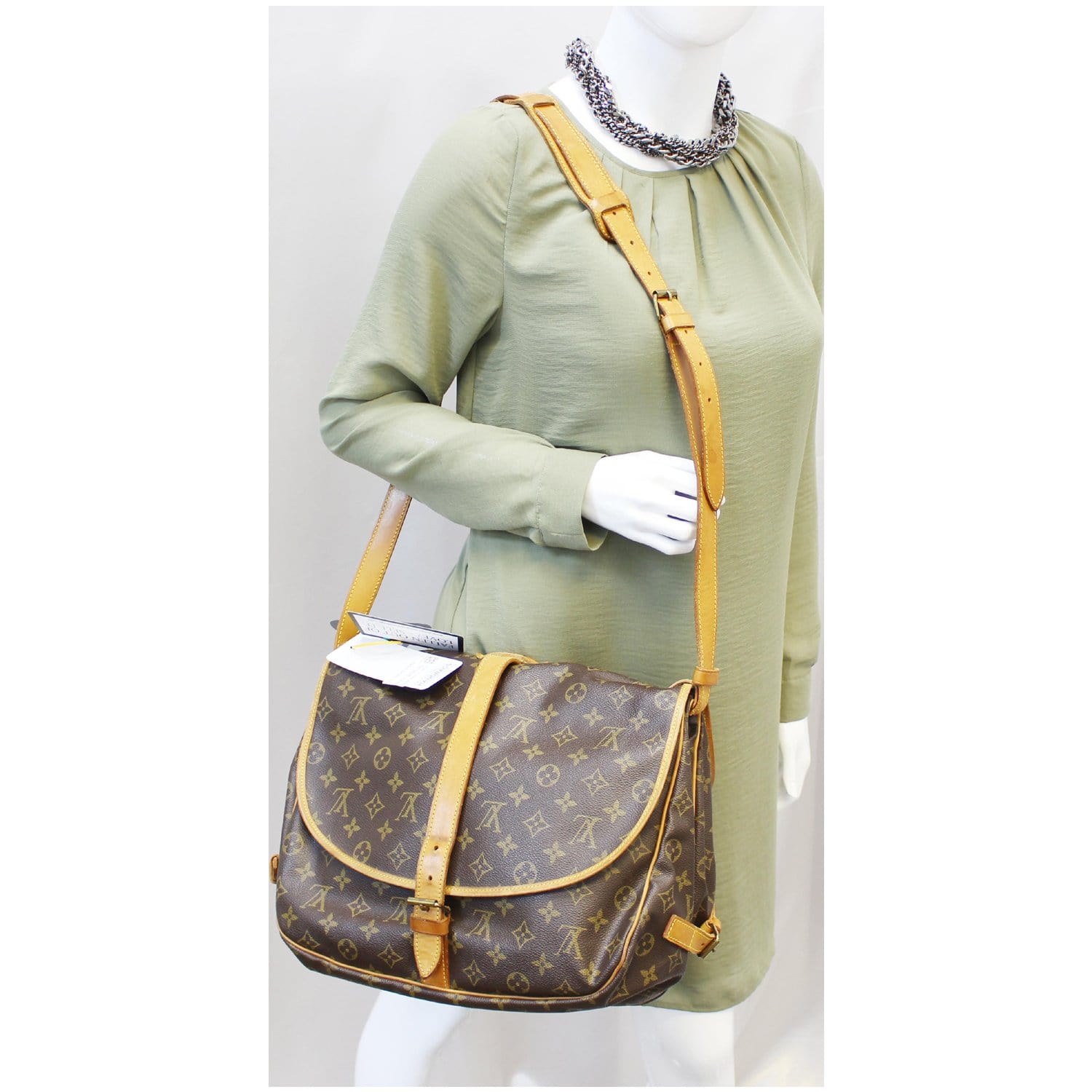 LOUIS VUITTON Saumur 35 Monogram Canvas Shoulder Bag Brown-US