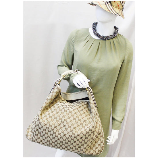 GUCCI GG Canvas Horsebit Large Hobo Bag 114900