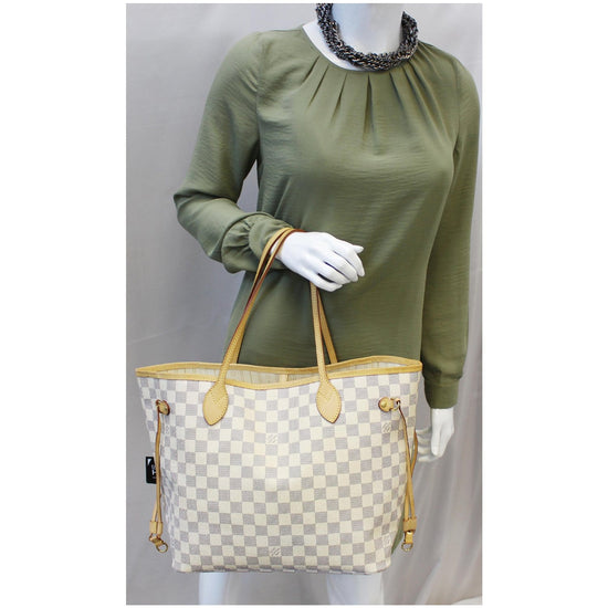 Louis Vuitton Neverfull MM Damier Azur Tote Shoulder Bag