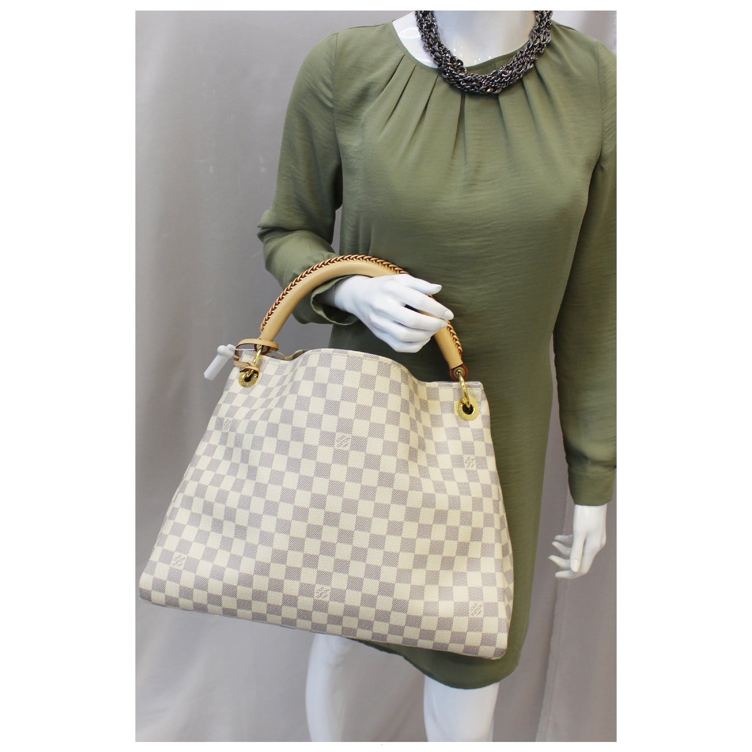 LOUIS VUITTON Artsy MM Damier Azur Shoulder Bag White-US