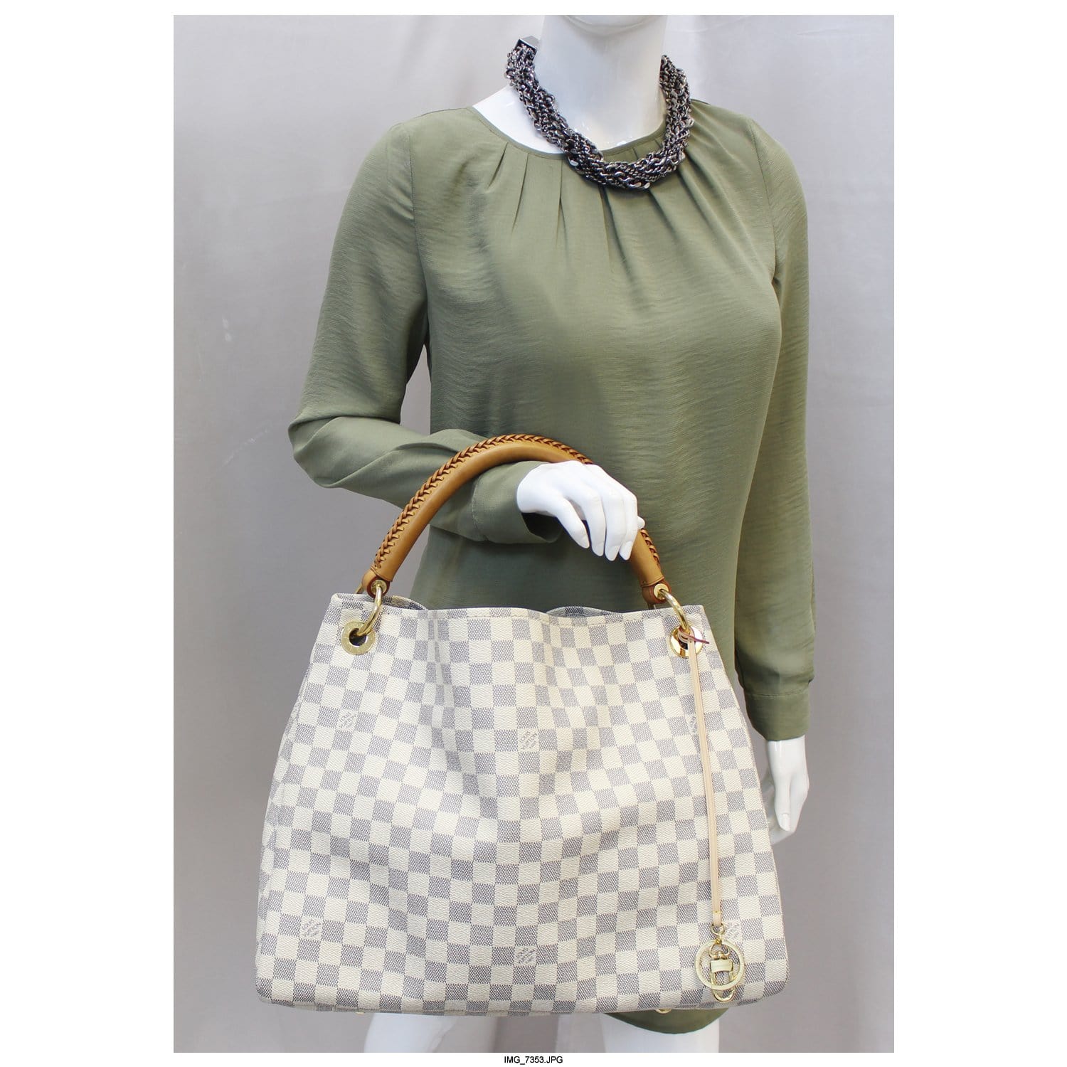 LOUIS VUITTON Artsy MM Damier Azur Shoulder Bag White