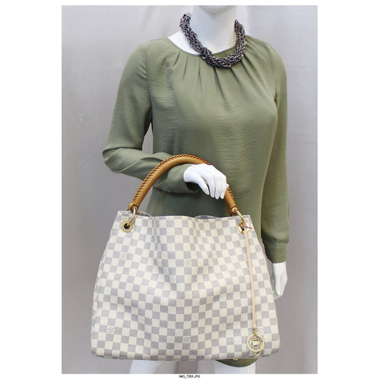 Louis Vuitton Artsy Mm White Damier Azur Canvas Hobo Bag - MyDesignerly