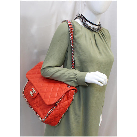 CC Quilted Leather Chain Around Flap Bag