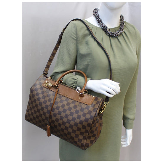 LOUIS VUITTON France Damier Ebene Greenwich Tote Shoulder Handbag