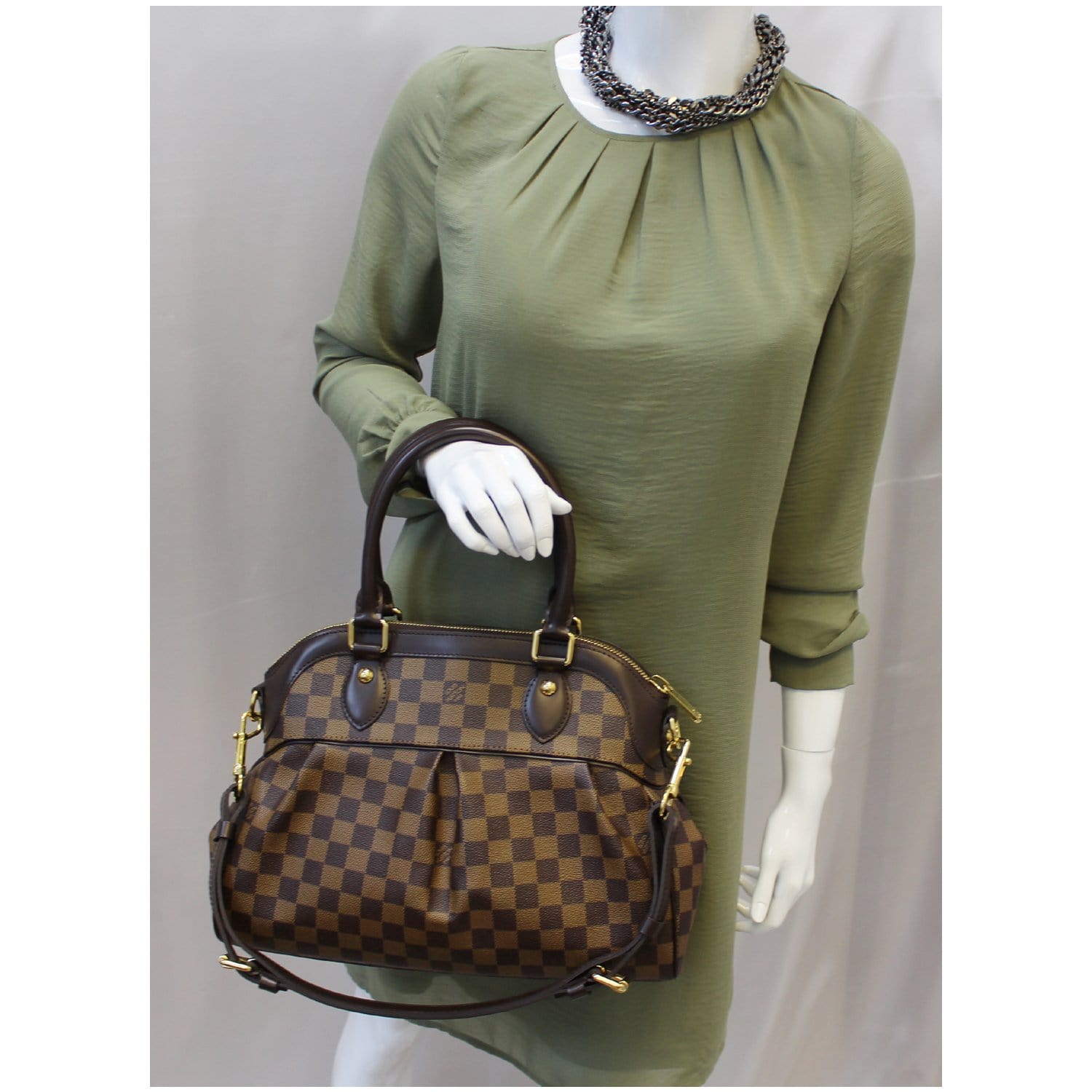 LOUIS VUITTON Trevi PM Damier Ebene Shoulder Bag Brown-US