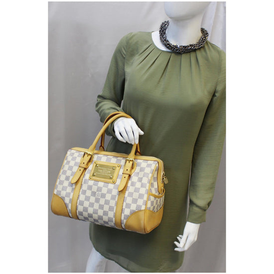 Louis Vuitton Berkley Mini Boston N52001 Damier Azur Canvas White DU4067  Women's Handbag