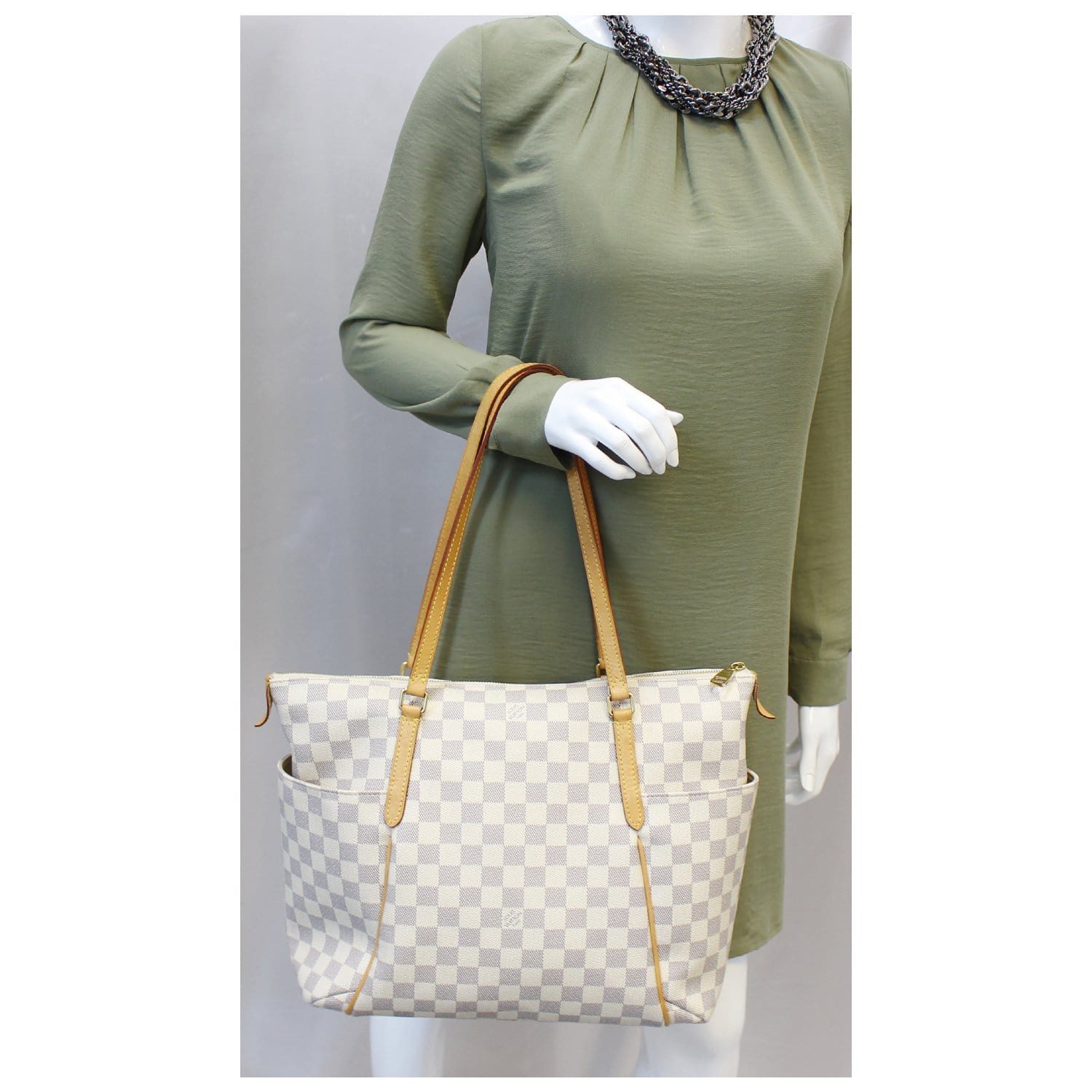 Louis Vuitton Damier Azur Totally MM Tote Bag Shoulder with Zipper