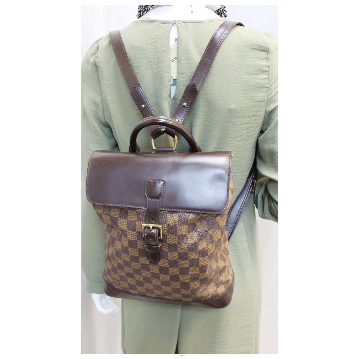 Louis Vuitton Damier Ebene Soho Backpack Bag Brown