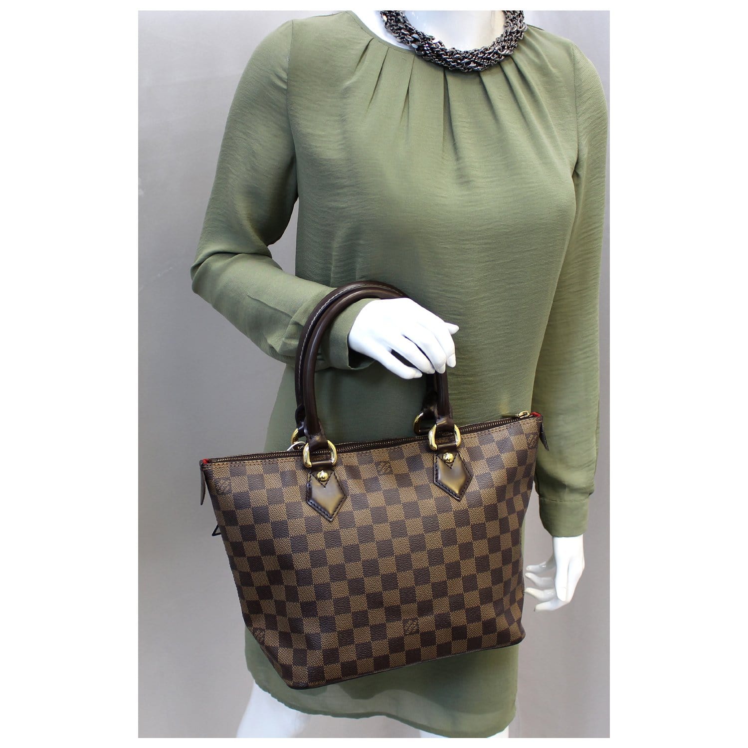 LOUIS VUITTON Damier Ebene Saleya PM Tote Shoulder Bag-US