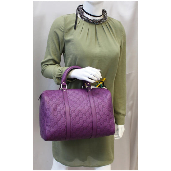 GUCCI Medium Joy Guccissima Leather Boston Bag Purple 265697-US