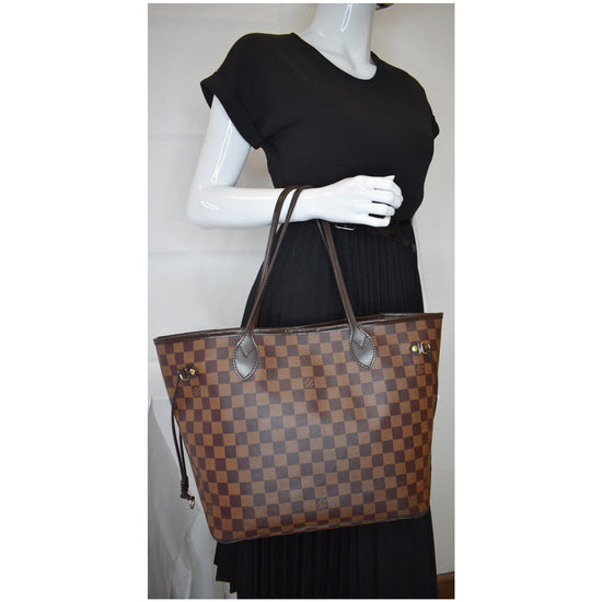 LOUIS VUITTON Neverfull MM Damier Ebene Tote Shoulder Bag Brown