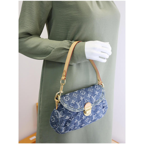 Louis Vuitton Pleaty Shoulder Bag Small Blue Denim