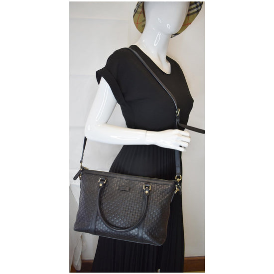 Gucci Guccissima Black Leather And Micro Convertible Handbag 449654-1000