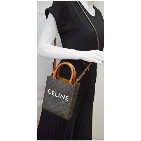 CELINE Triomphe Canvas Calfskin Mini Vertical Cabas Tan (NEW) – Luxury  Labels