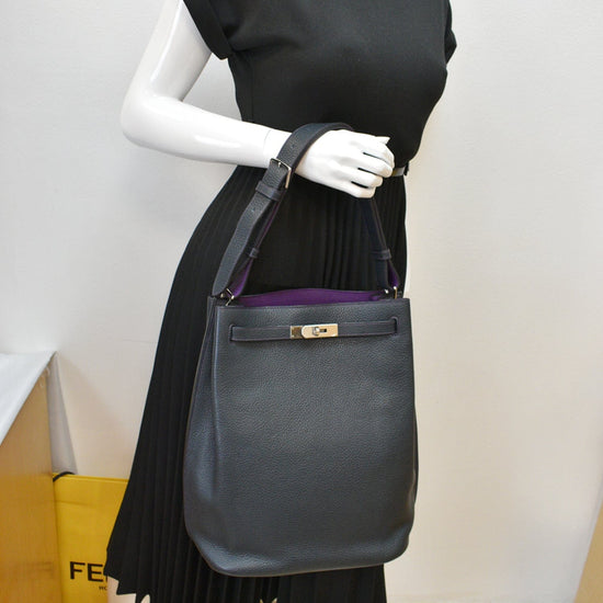 Hermes So Kelly 26 One Shoulder Bag Taurillon Clemence Iris Purple