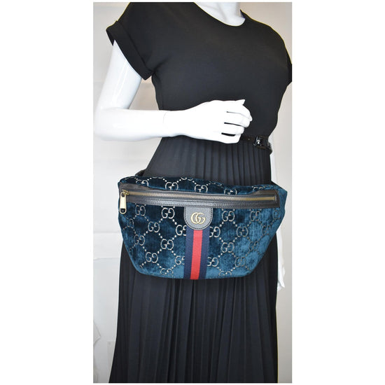 Navy Blue Velvet Bumbag 