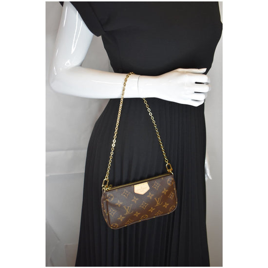 Louis Vuitton Brown Monogram Coated Canvas Pochette Métis Gold Hardware, 2021 (Like New), Womens Handbag