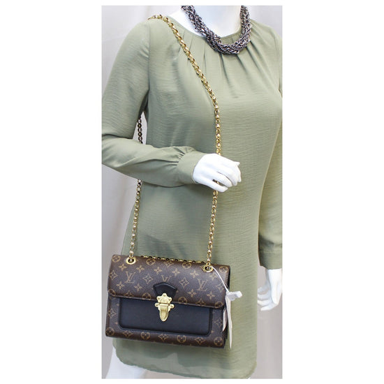 Louis+Vuitton+Victoire+Shoulder+Bag+Medium+Black%2FBrown+Canvas