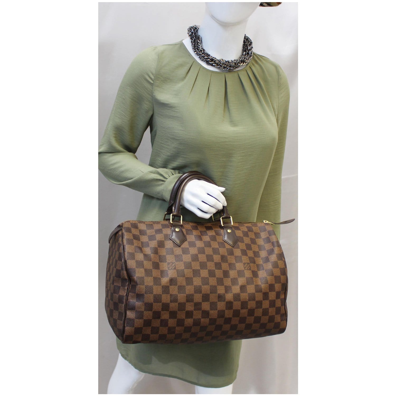 LOUIS VUITTON Speedy 30 Damier Ebene Satchel Bag Brown-US