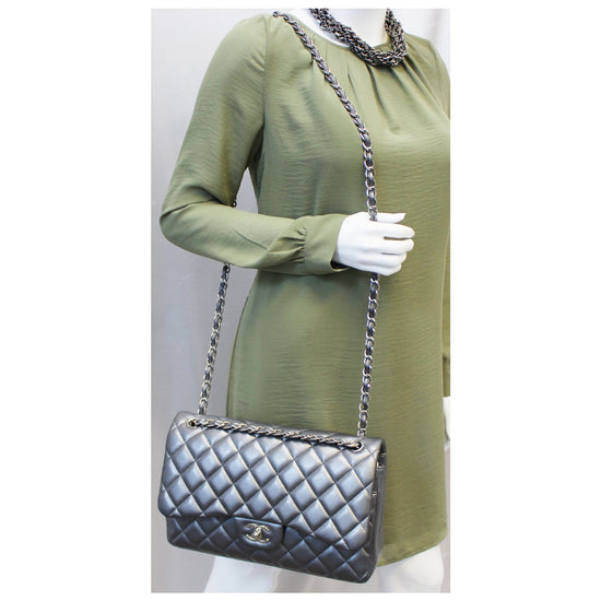 Chanel Teal Glazed Calfskin Leather Maxi Jumbo Twisted XL Flap Silver  Hardware, 2009 Available For Immediate Sale At Sotheby's