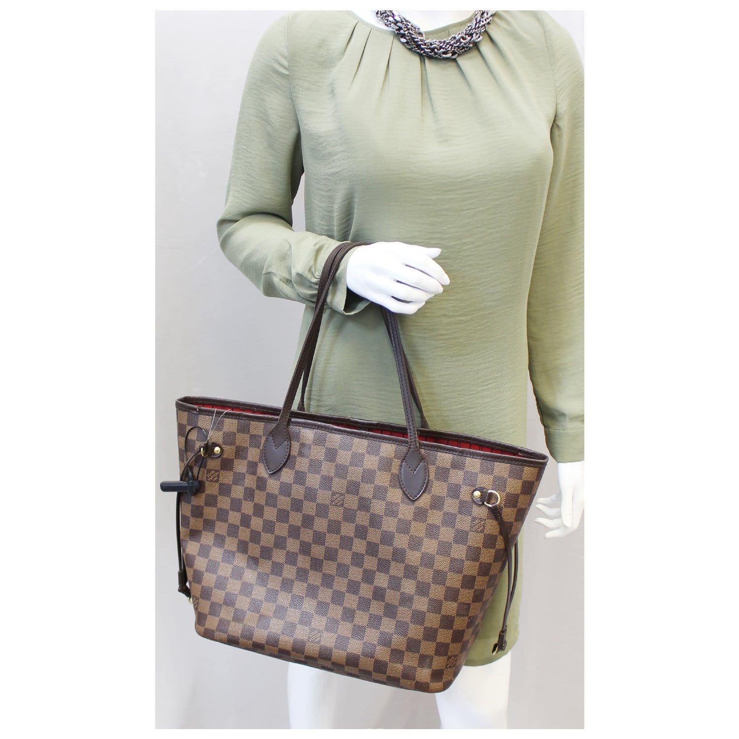 LOUIS VUITTON Neverfull MM Damier Ebene Tote Shoulder Bag Brown-US