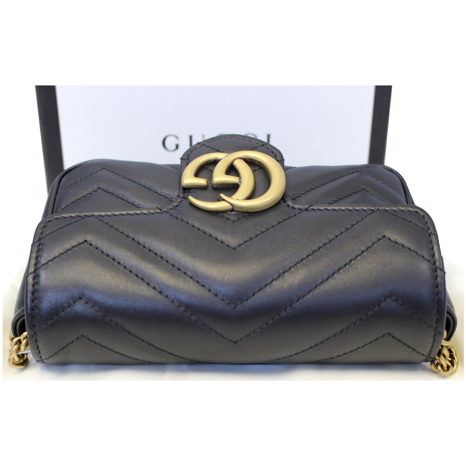 GUCCI GG Marmont Matelasse Leather Super Mini Crossbody Bag Black-US