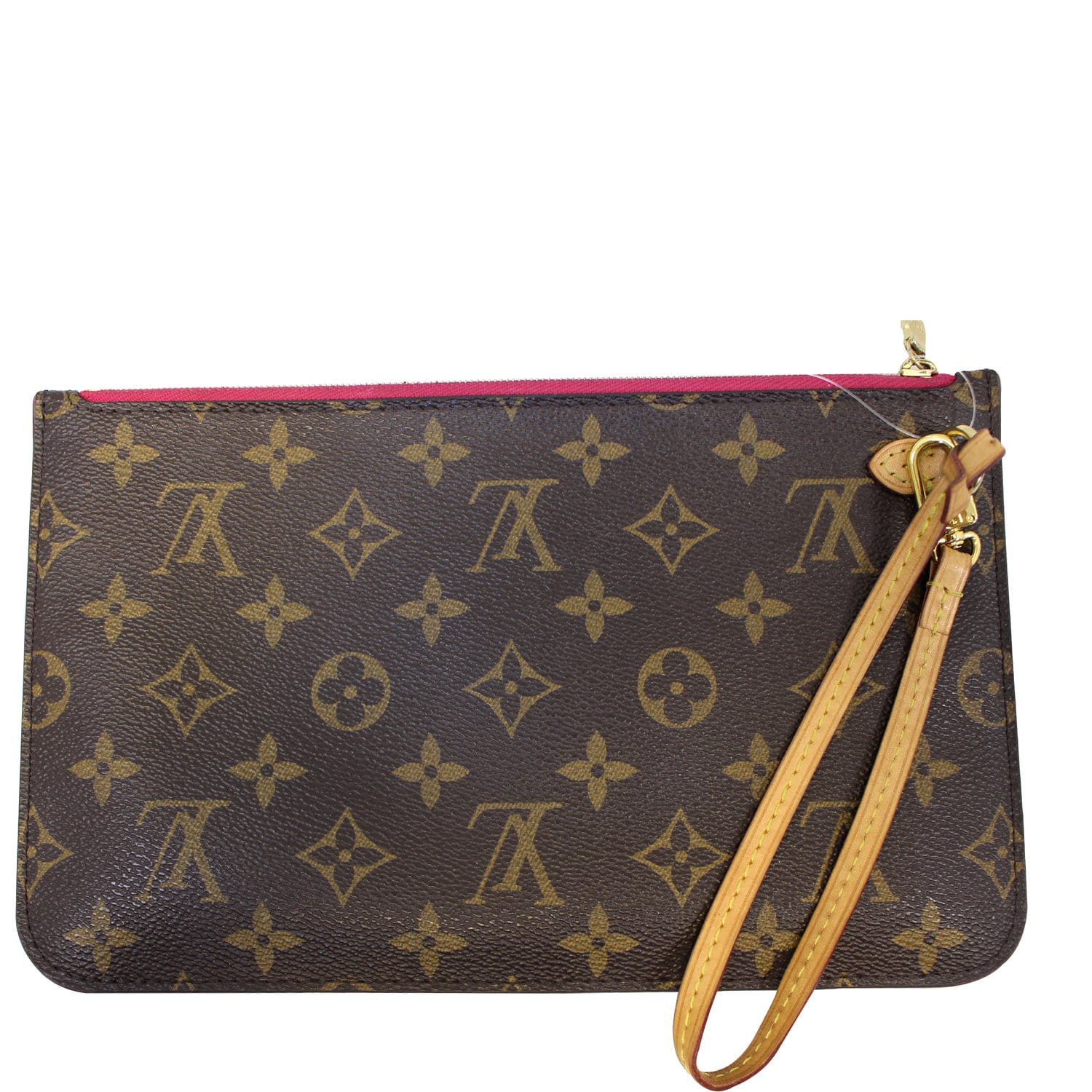 LOUIS VUITTON Pochette Wristlet Pouch Monogram Canvas Neverfull Fuchsia-US