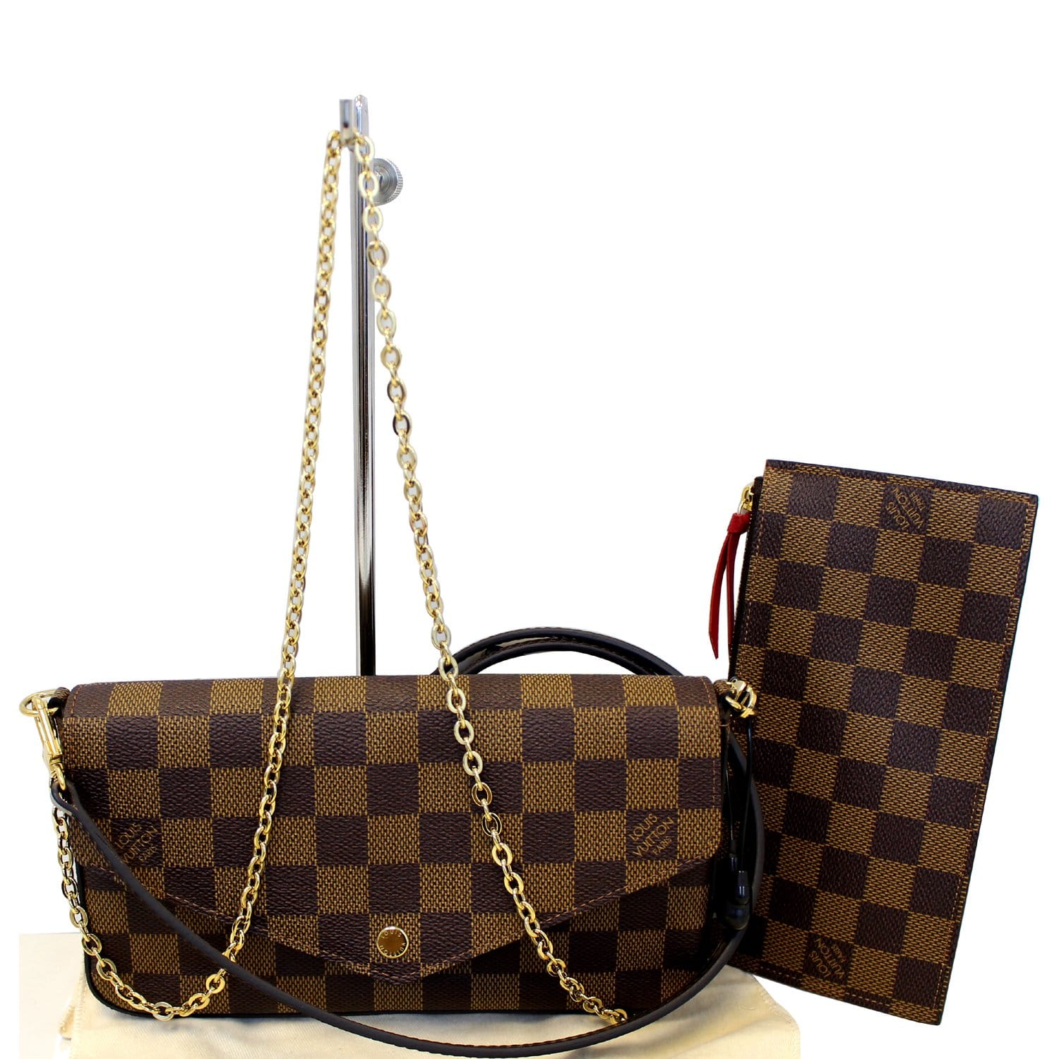 Pochette Felicie Damier Ebene Patches – Keeks Designer Handbags