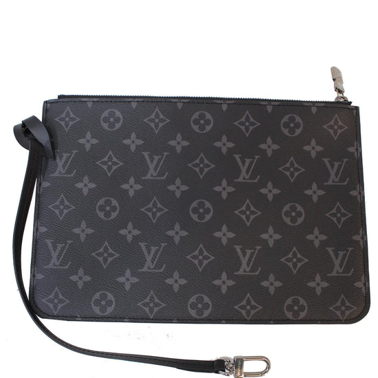 Louis Vuitton Monogram Leather Eclipse Zippy XL Pochette Bag Black