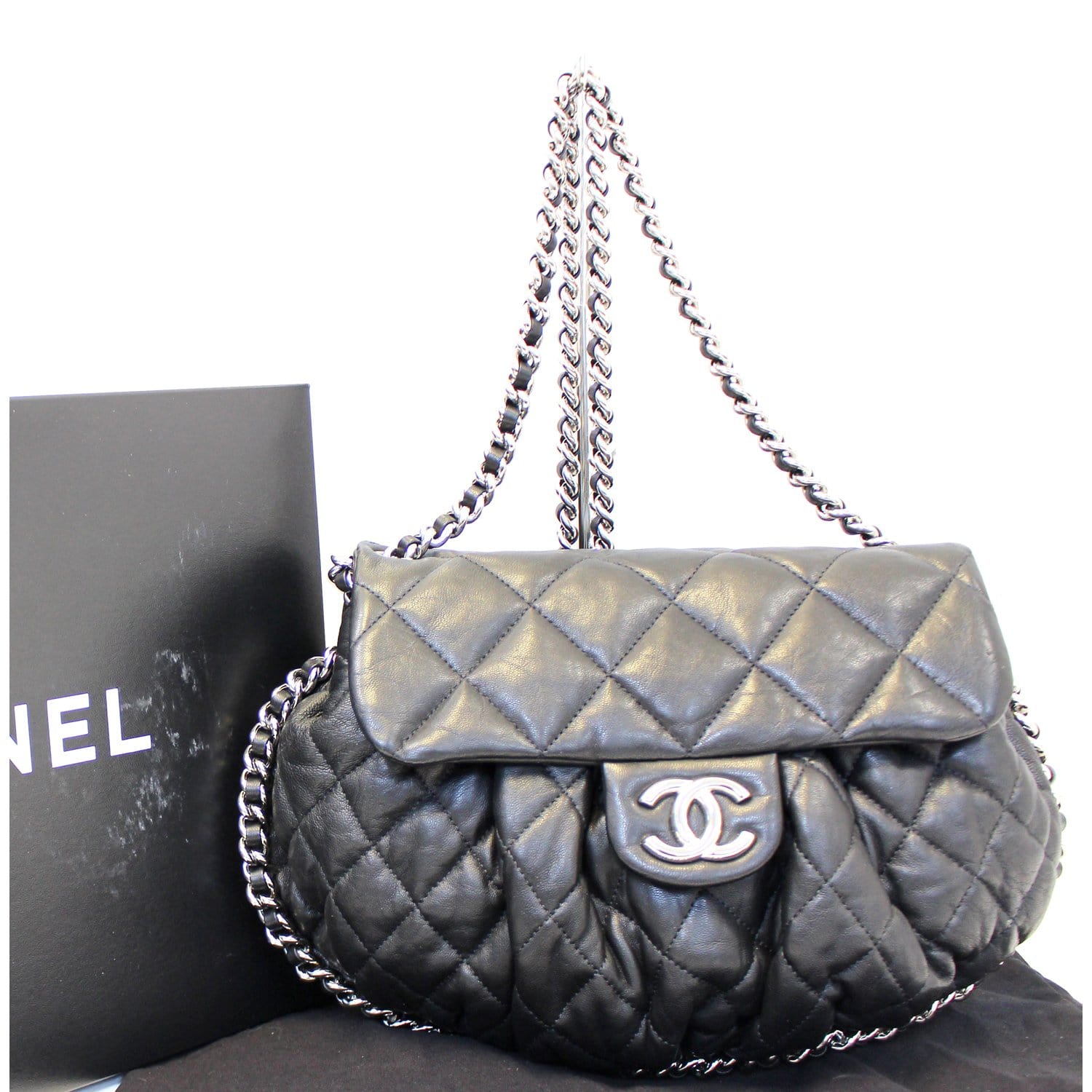 Chanel Running Chain Around Camera Bag Quilted Crumpled Calfskin Medium at  1stDibs