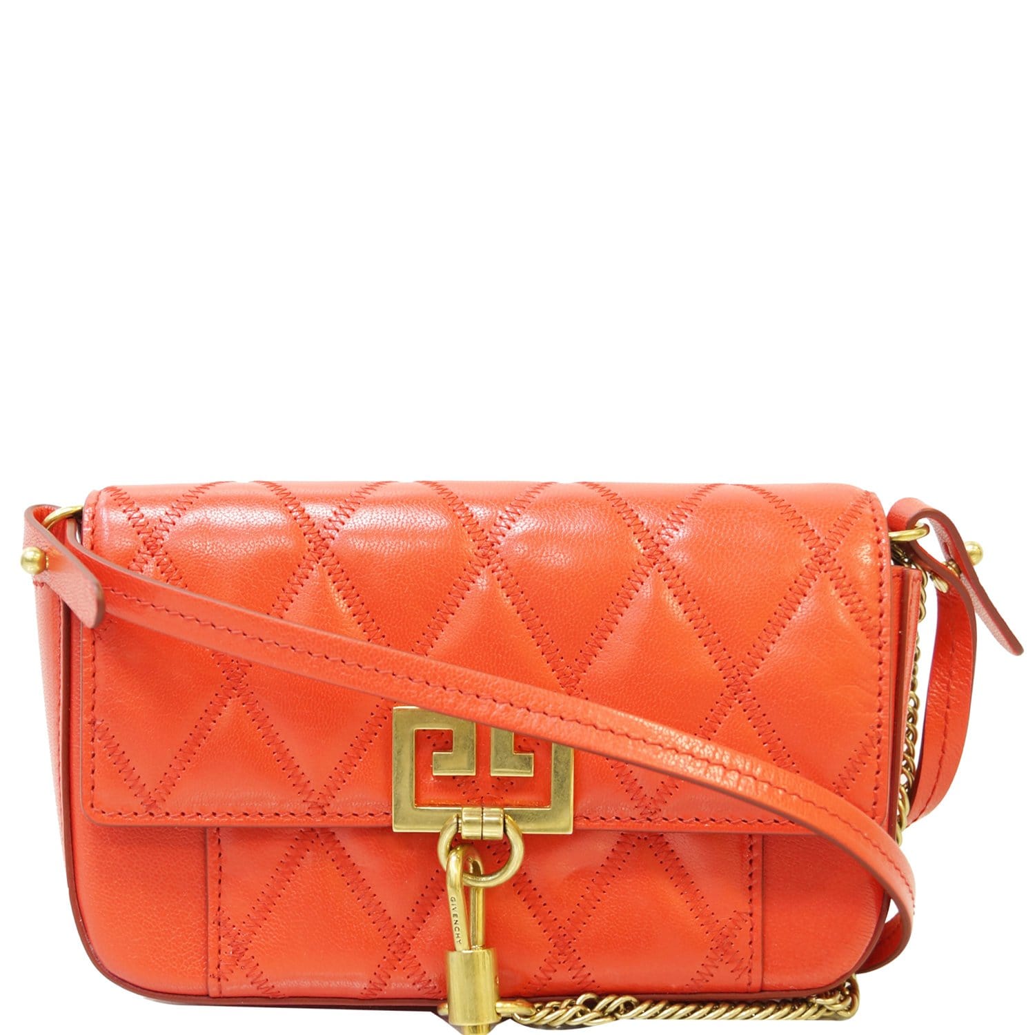 GIVENCHY GV3 Mini Quilted Leather Crossbody Bag Orange - 15% OFF
