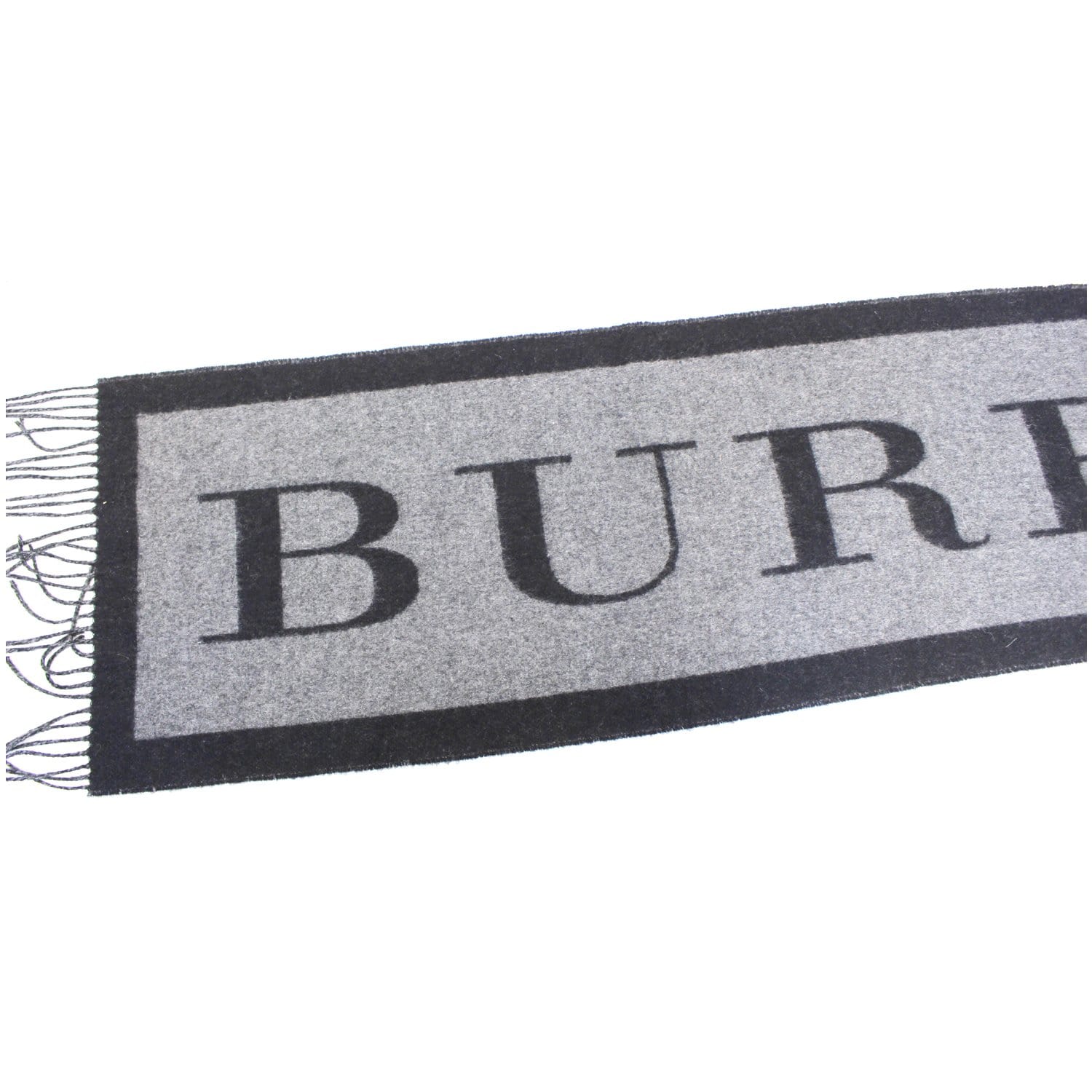 Burberry Scarf Logo Text Cashmere Black & Grey