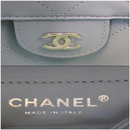 CHANEL Lambskin PVC Quilted Medium Coco Splash Flap Blue Green