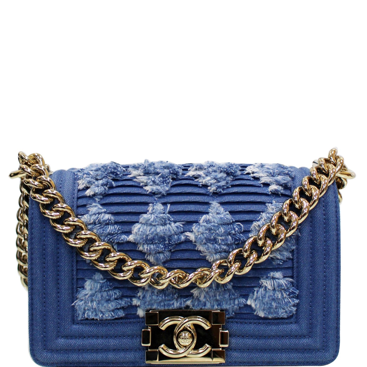 Sold at Auction: Chanel Quilted Denim Mini Classic Square Flap Bag