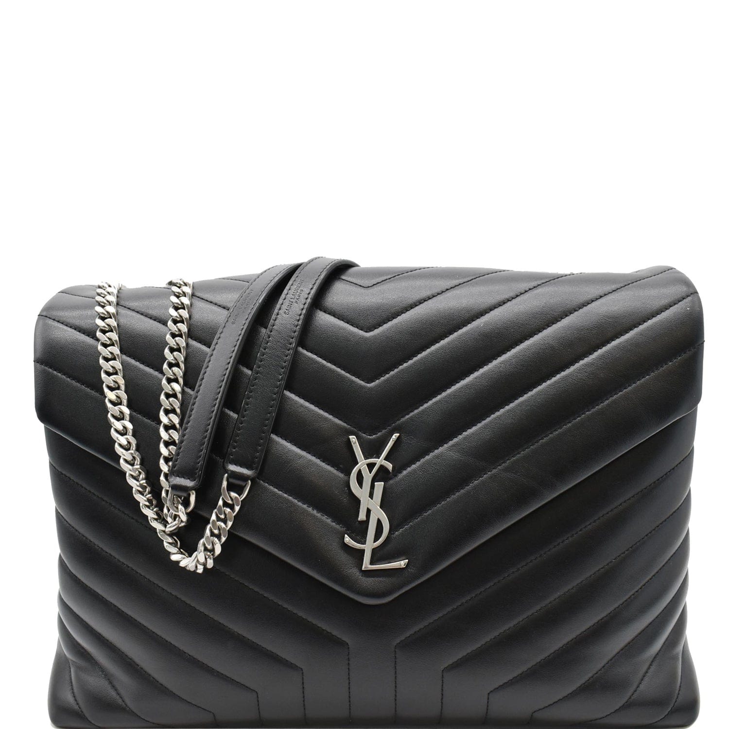 YSL Loulou Large Black Bag Silver Chain - Preowned