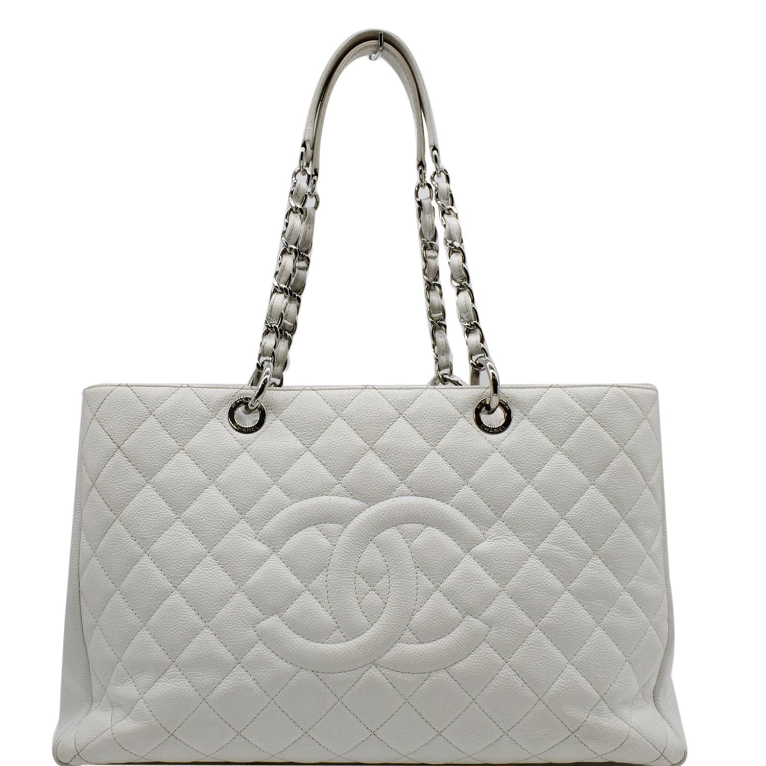 ødemark kontanter Inspiration CHANEL XL Grand Quilted Caviar Leather Shopping Tote Bag White- 15% OF