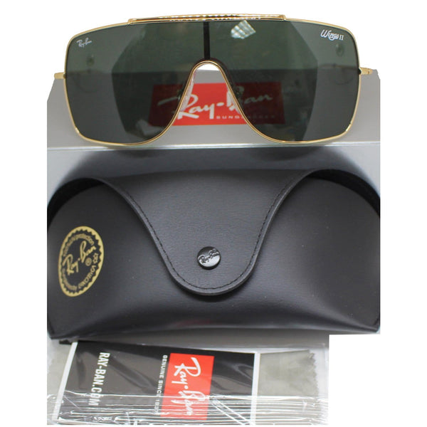 Sunglasses & Case Z4 - RAY - BAN RB3697 9050/71 Wings II Gold Sunglasses  Green Lens