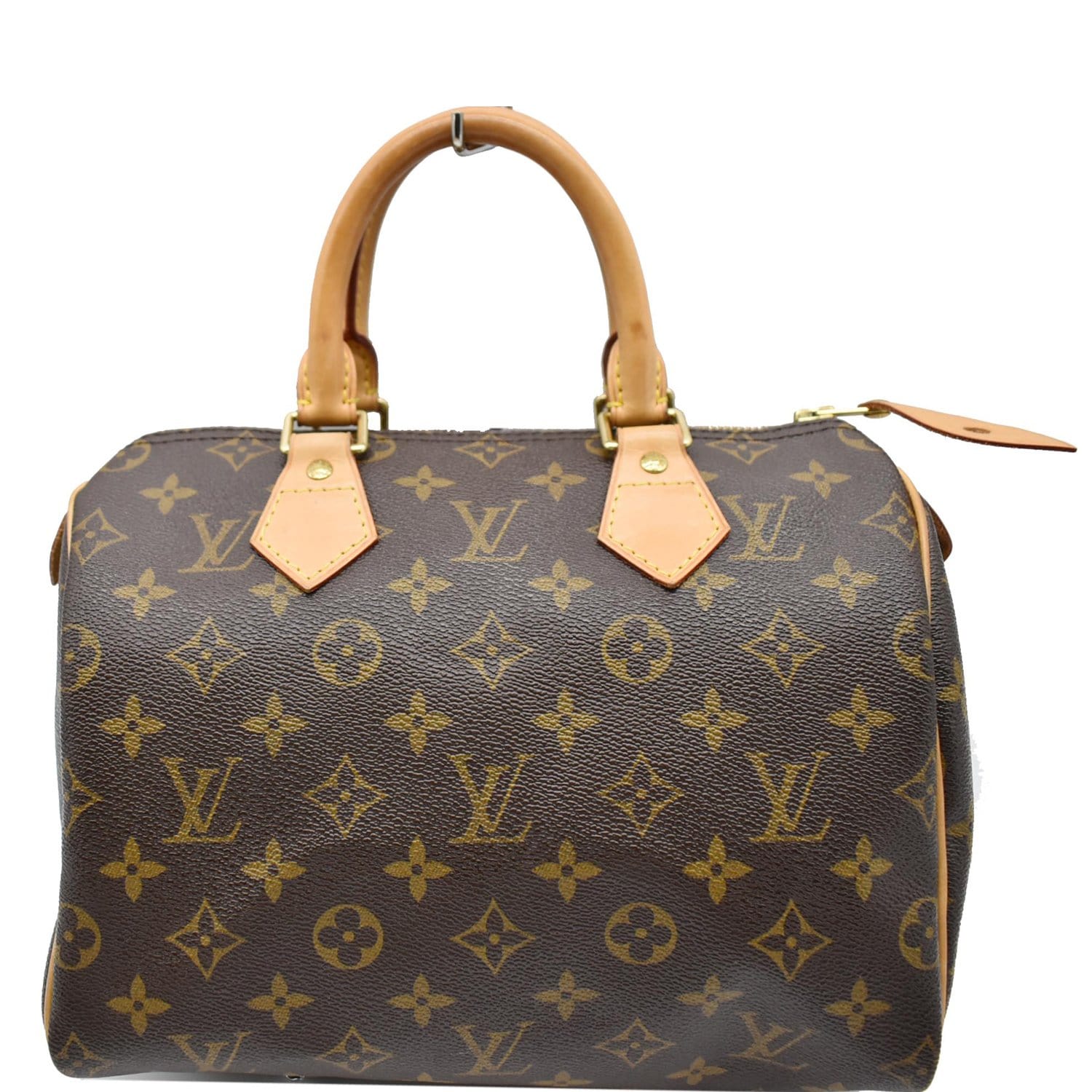 LOUIS VUITTON Speedy 25 Monogram Canvas Satchel Bag Brown