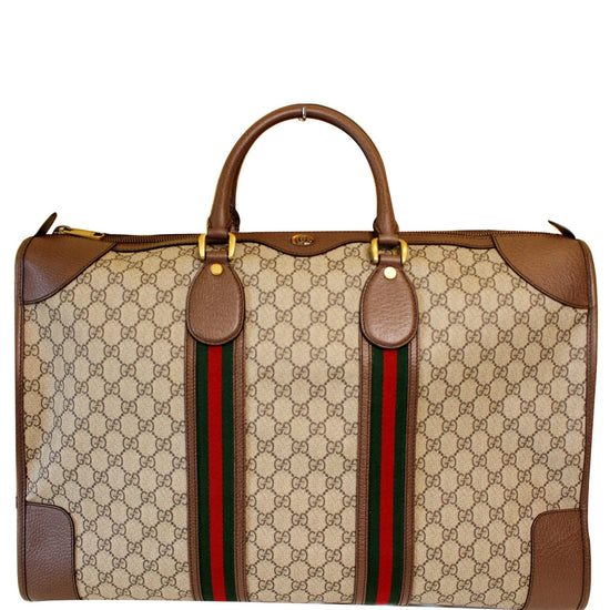 Gucci Beige/Brown GG Supreme Canvas and Leather Ophidia Duffel Bag